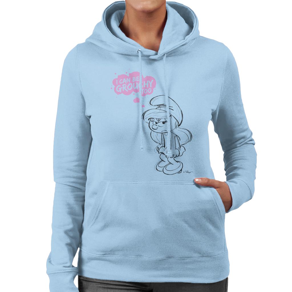 The Smurfs Smurfette I Can Be Grouchy Too Women's Hooded Sweatshirt-ALL + EVERY