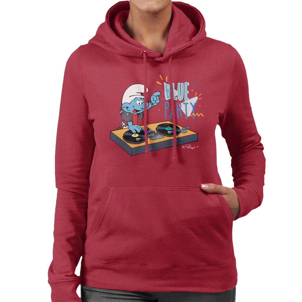 The Smurfs Blue Party Women's Hooded Sweatshirt-ALL + EVERY