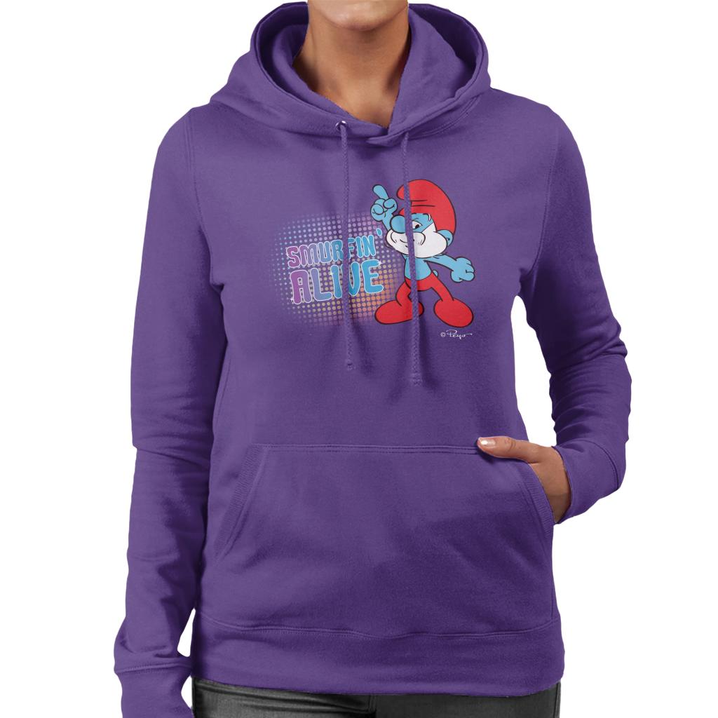 The Smurfs Papa Smurf Smurfin Alive Women's Hooded Sweatshirt-ALL + EVERY