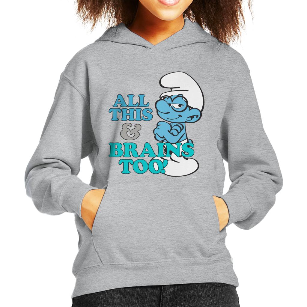 The Smurfs All This And Brains Too Kid's Hooded Sweatshirt-ALL + EVERY