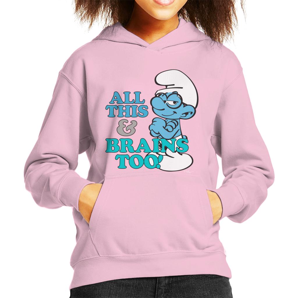 The Smurfs All This And Brains Too Kid's Hooded Sweatshirt-ALL + EVERY