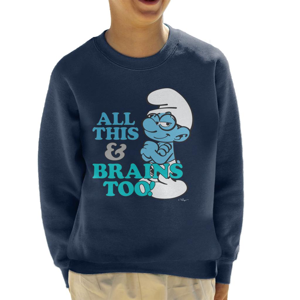 The Smurfs All This And Brains Too Kid's Sweatshirt-ALL + EVERY