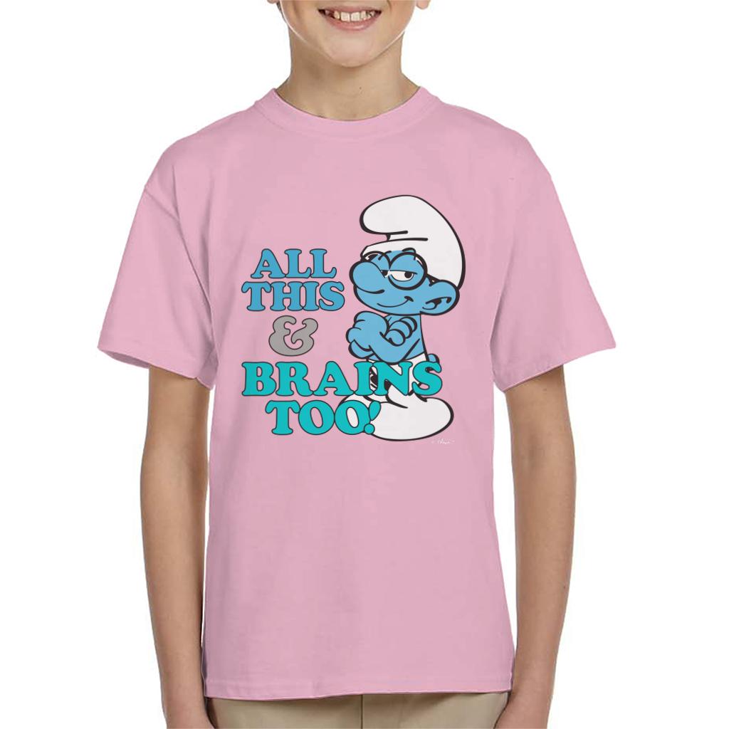 The Smurfs All This And Brains Too Kid's T-Shirt-ALL + EVERY