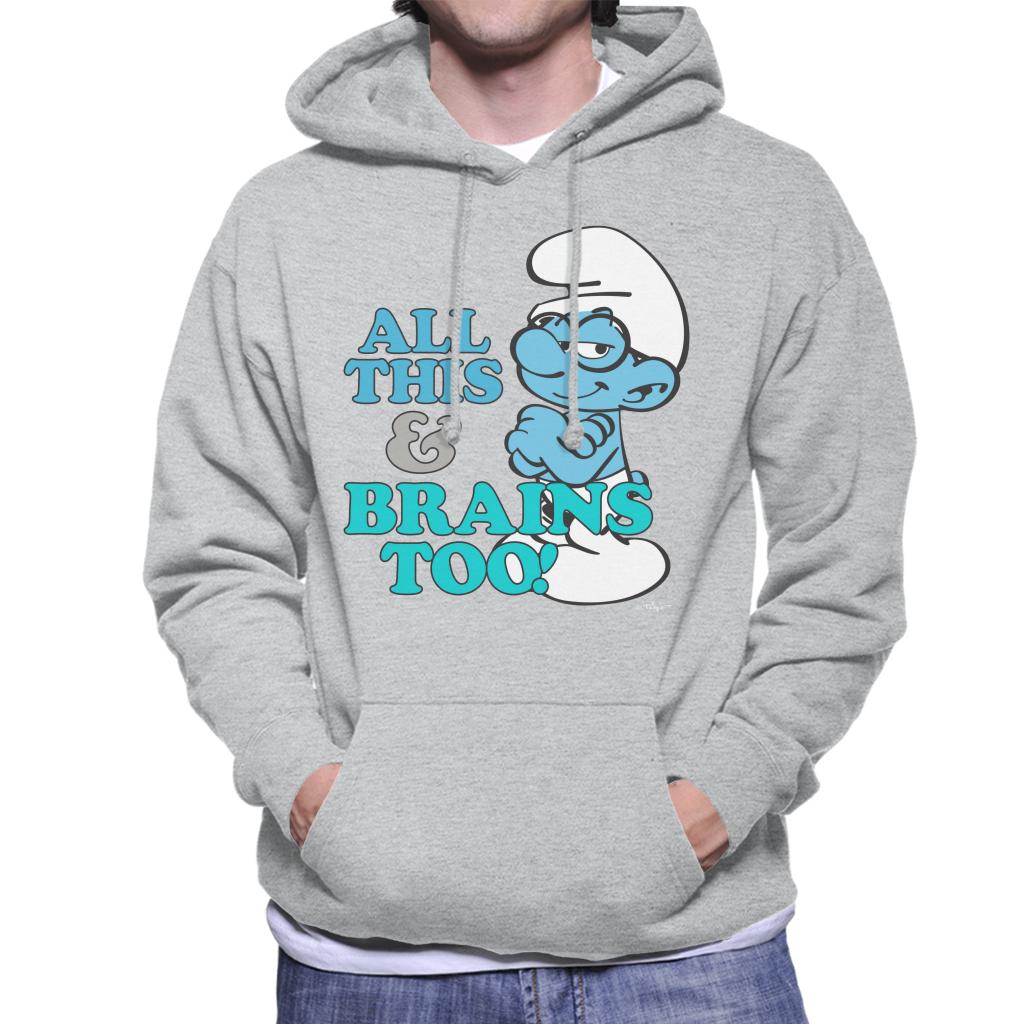 The Smurfs All This And Brains Too Men's Hooded Sweatshirt-ALL + EVERY