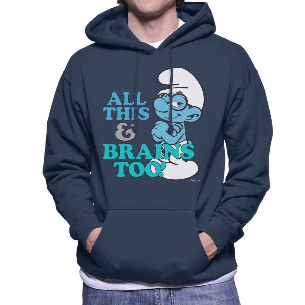 The Smurfs All This And Brains Too Men's Hooded Sweatshirt-ALL + EVERY