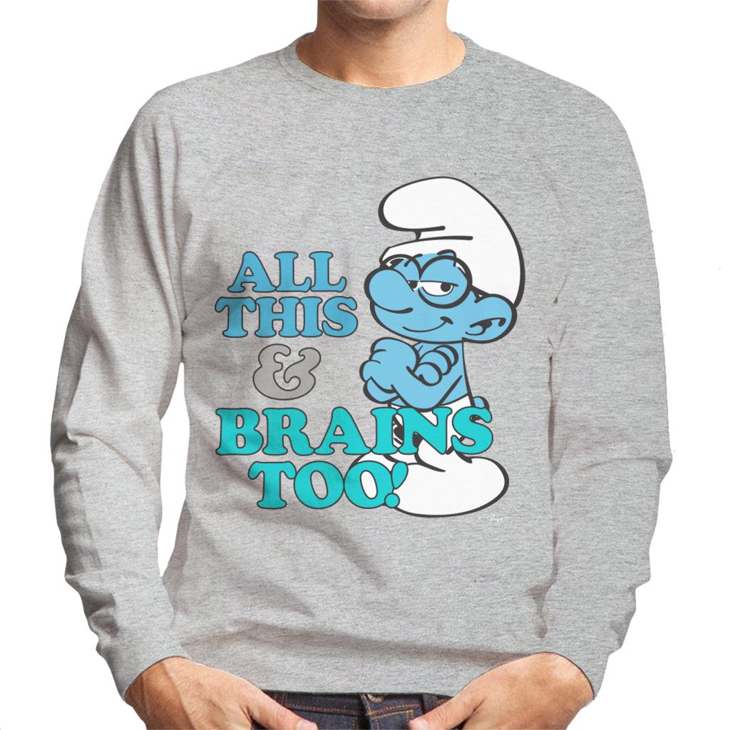 The Smurfs All This And Brains Too Men's Sweatshirt-ALL + EVERY