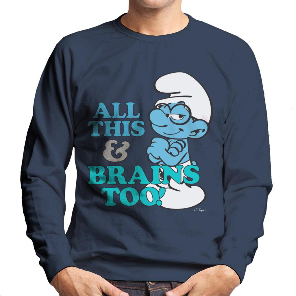 The Smurfs All This And Brains Too Men's Sweatshirt-ALL + EVERY