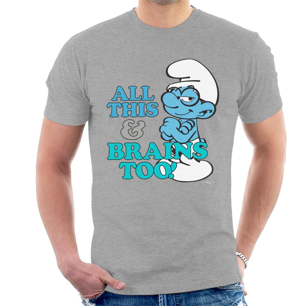 The Smurfs All This And Brains Too Men's T-Shirt-ALL + EVERY