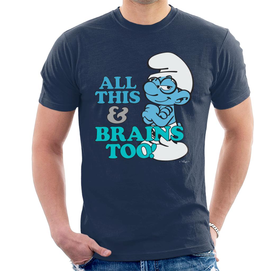 The Smurfs All This And Brains Too Men's T-Shirt-ALL + EVERY