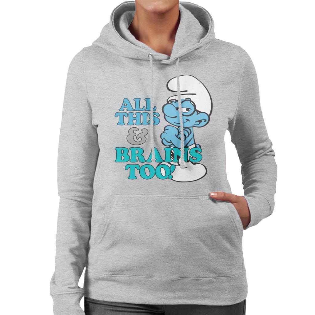 The Smurfs All This And Brains Too Women's Hooded Sweatshirt-ALL + EVERY