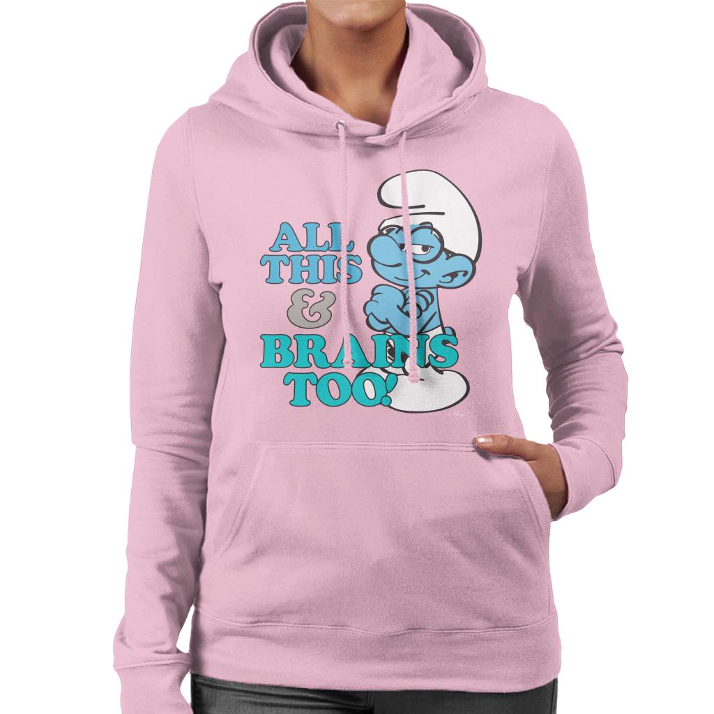 The Smurfs All This And Brains Too Women's Hooded Sweatshirt-ALL + EVERY