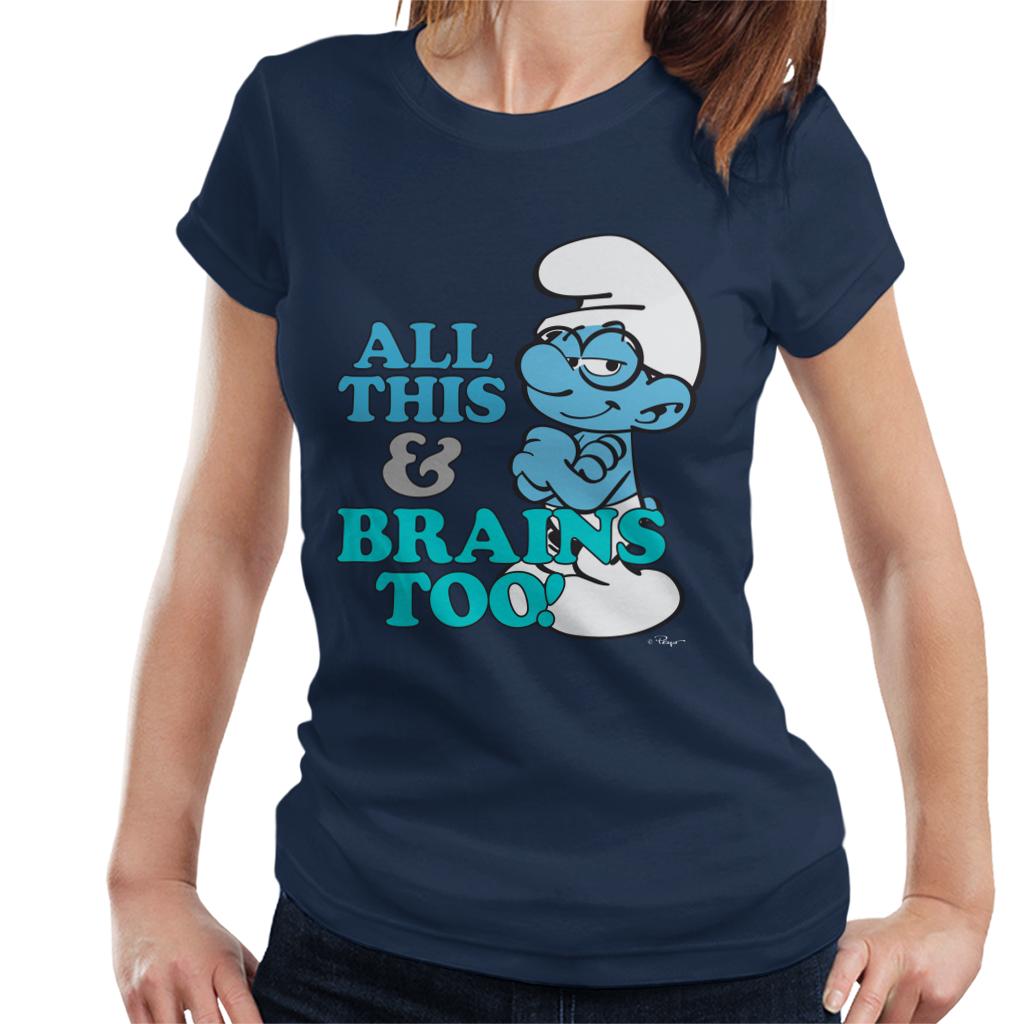 The Smurfs All This And Brains Too Women's T-Shirt-ALL + EVERY