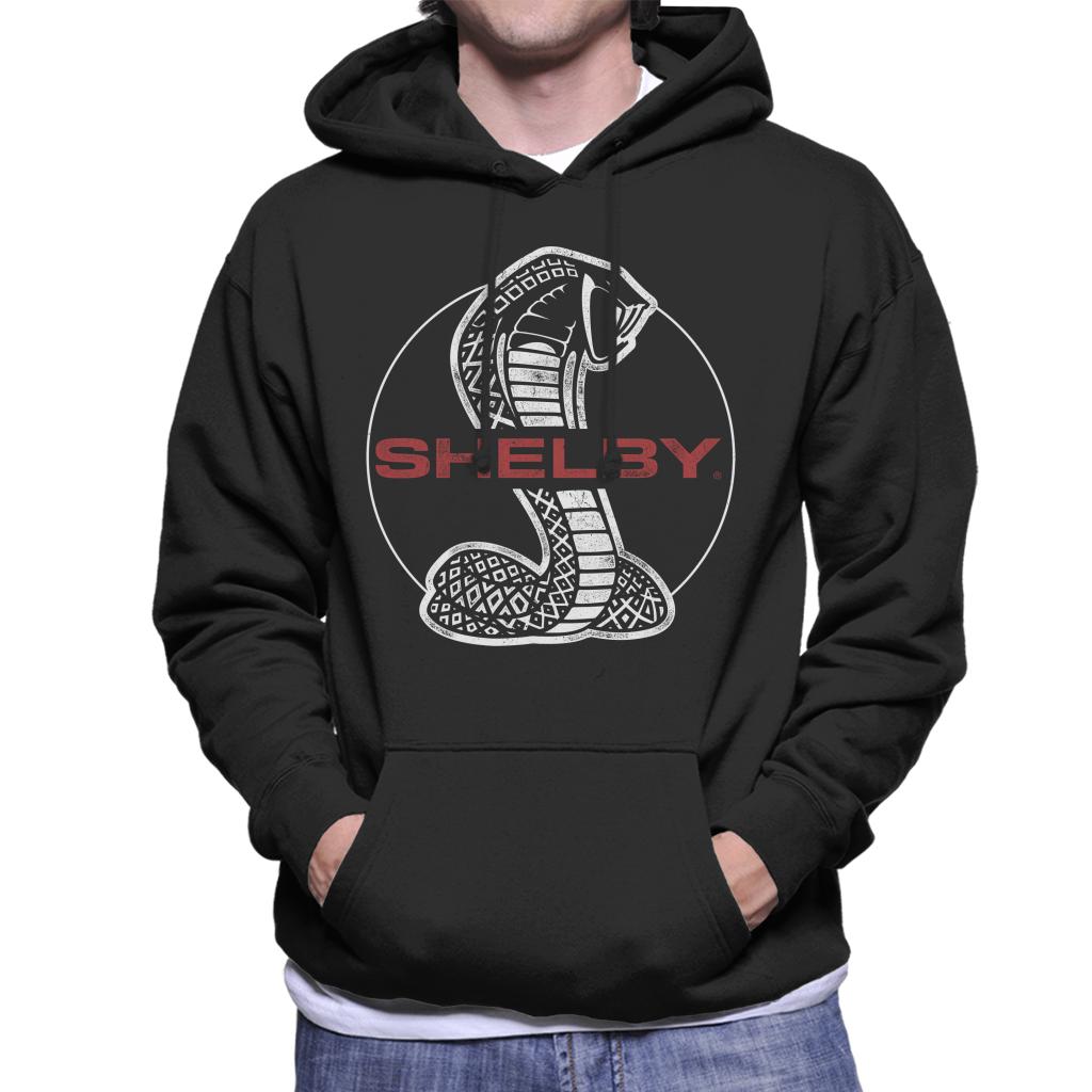 Shelby Red Text Cobra Logo Men's Hooded Sweatshirt-ALL + EVERY