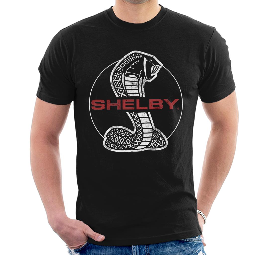 Shelby Red Text Cobra Logo Men's T-Shirt-ALL + EVERY