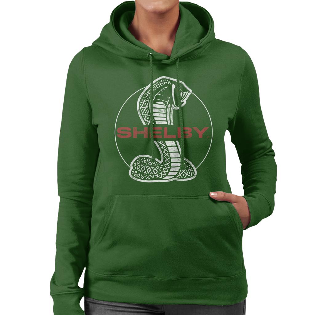 Shelby Red Text Cobra Logo Women's Hooded Sweatshirt-ALL + EVERY