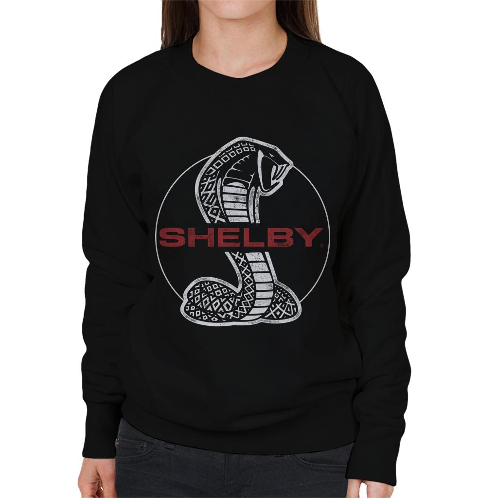 Shelby Red Text Cobra Logo Women's Sweatshirt-ALL + EVERY