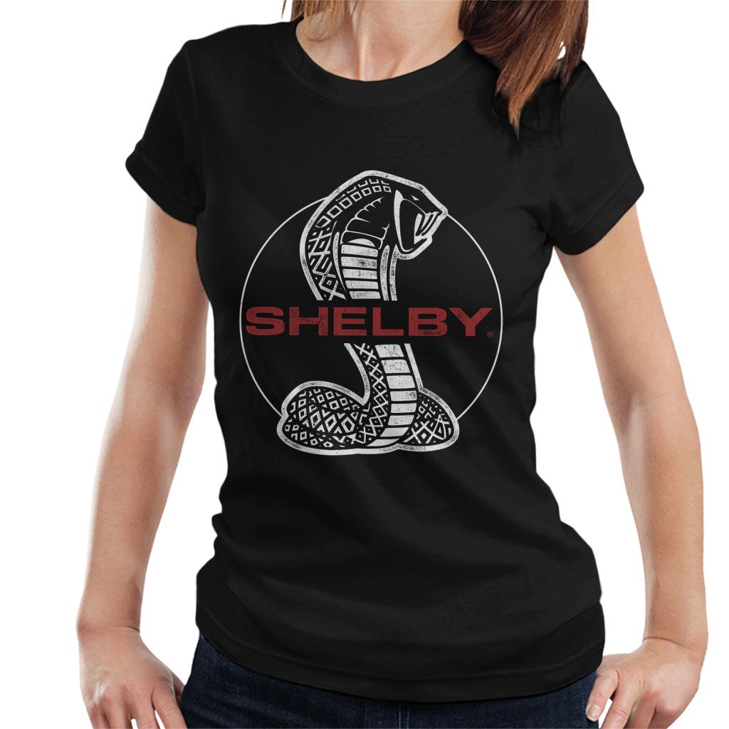 Shelby Red Text Cobra Logo Women's T-Shirt-ALL + EVERY