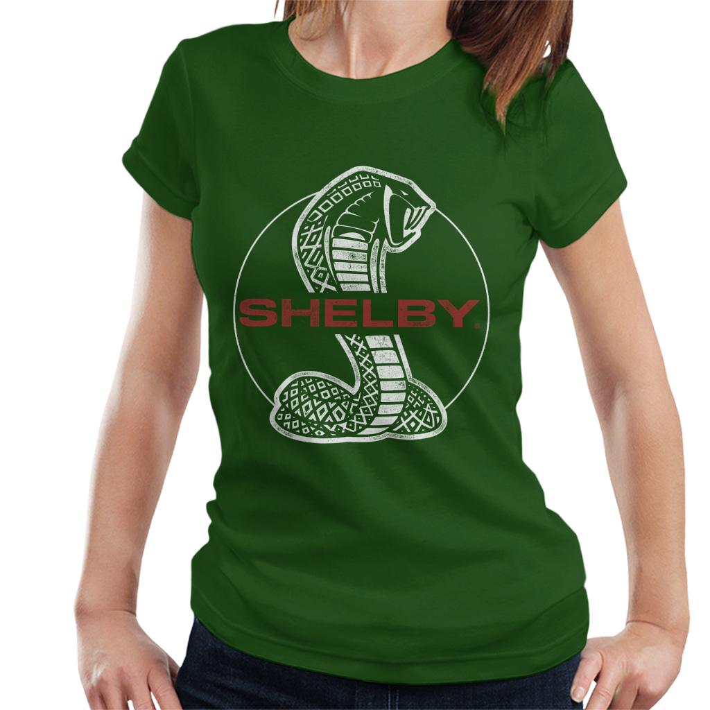 Shelby Red Text Cobra Logo Women's T-Shirt-ALL + EVERY