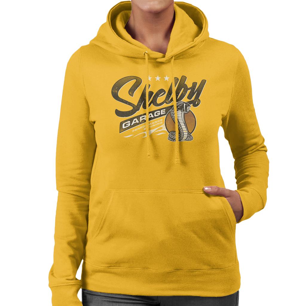 Shelby Logo Garage Performance And Tuning Women's Hooded Sweatshirt-ALL + EVERY