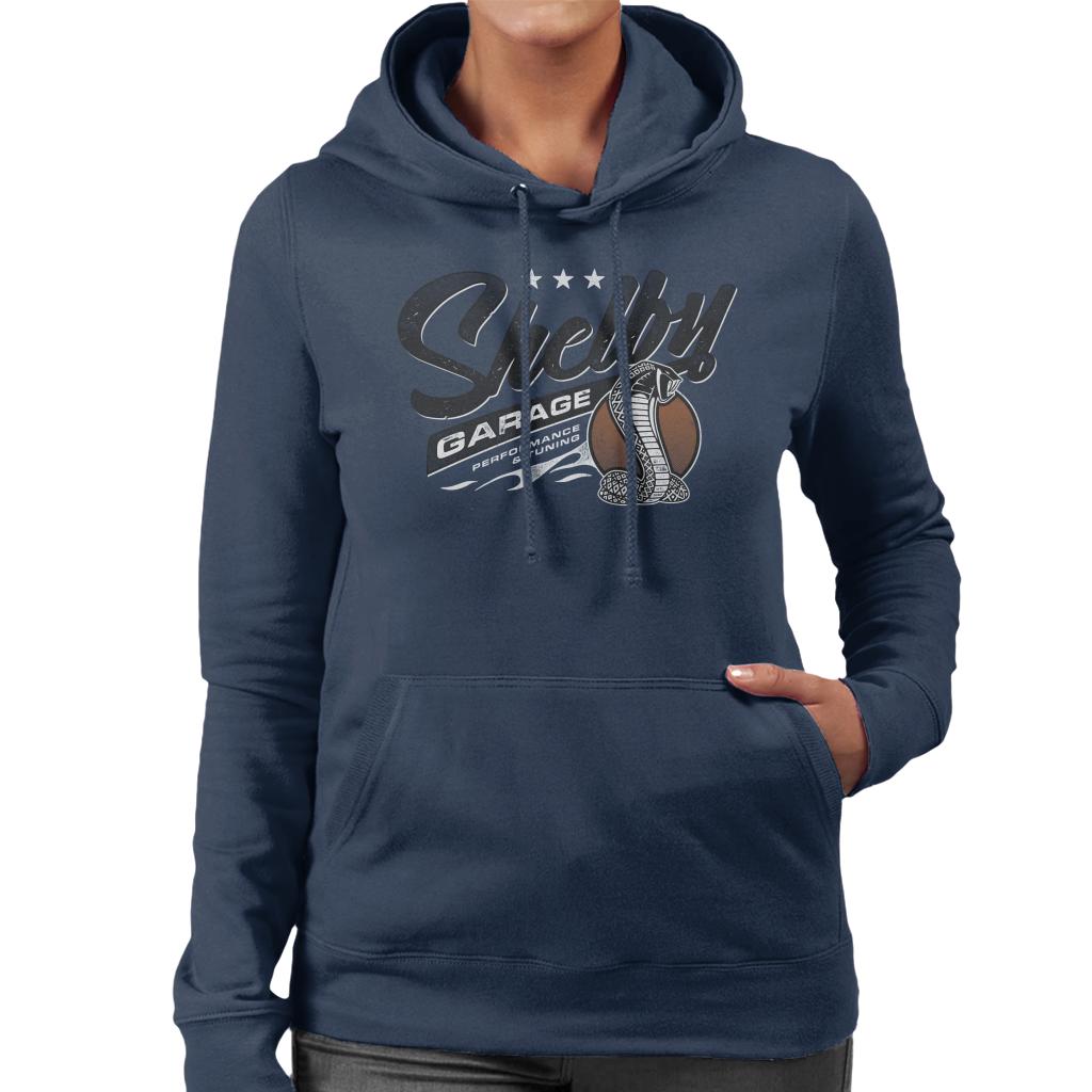 Shelby Logo Garage Performance And Tuning Women's Hooded Sweatshirt-ALL + EVERY