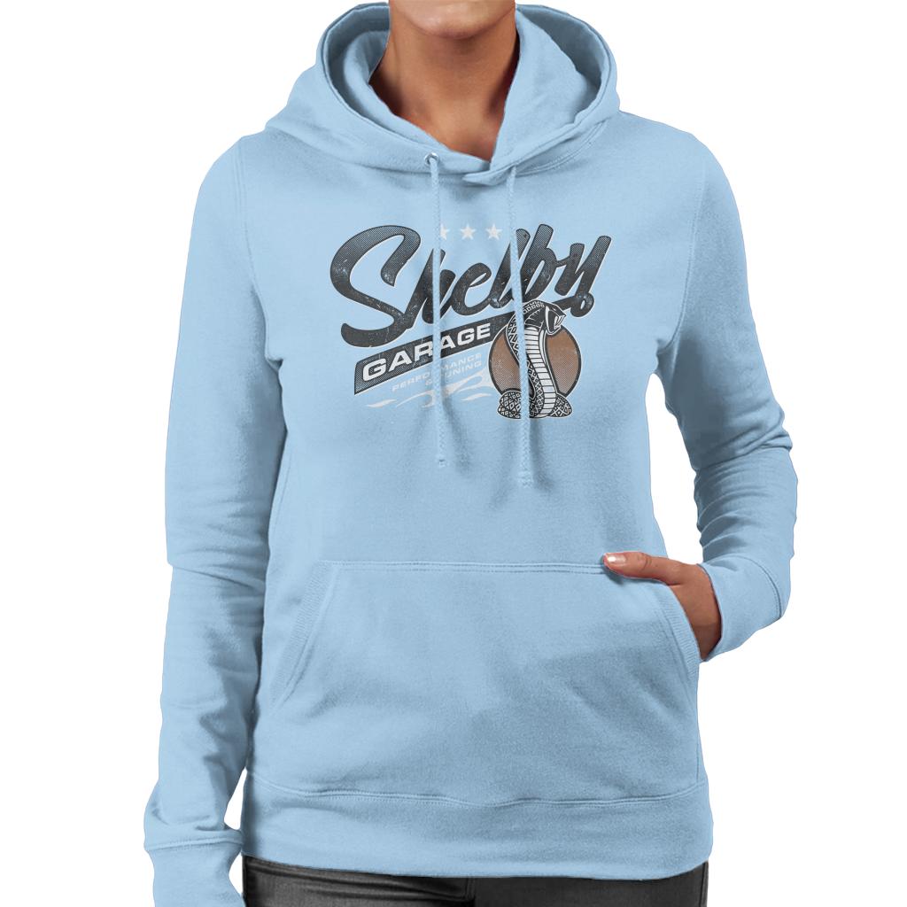 Shelby Logo Garage Performance And Tuning Women's Hooded Sweatshirt-ALL + EVERY