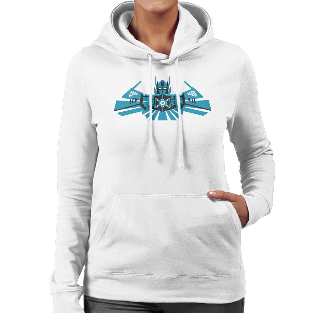 Transformers Optimus Prime Blue Silhouette Women's Hooded Sweatshirt-ALL + EVERY