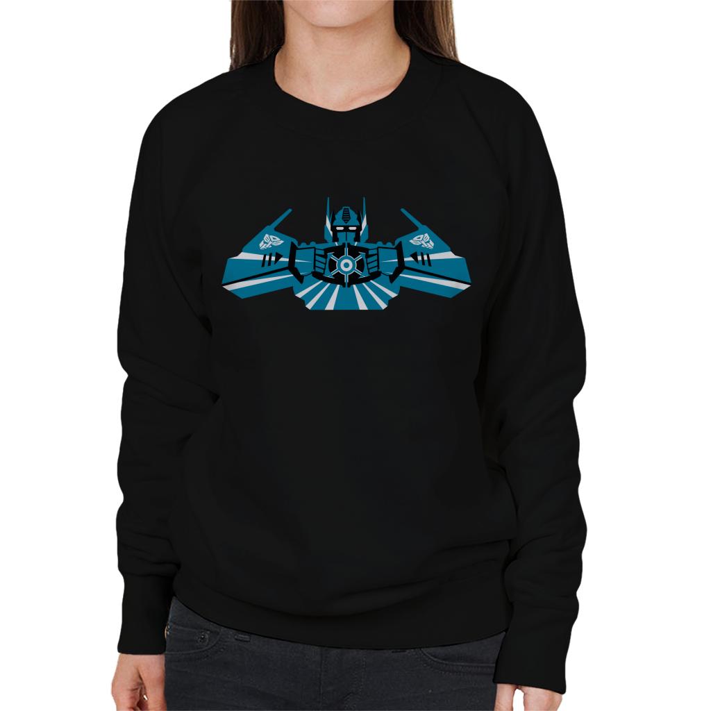 Transformers Optimus Prime Blue Silhouette Women's Sweatshirt-ALL + EVERY