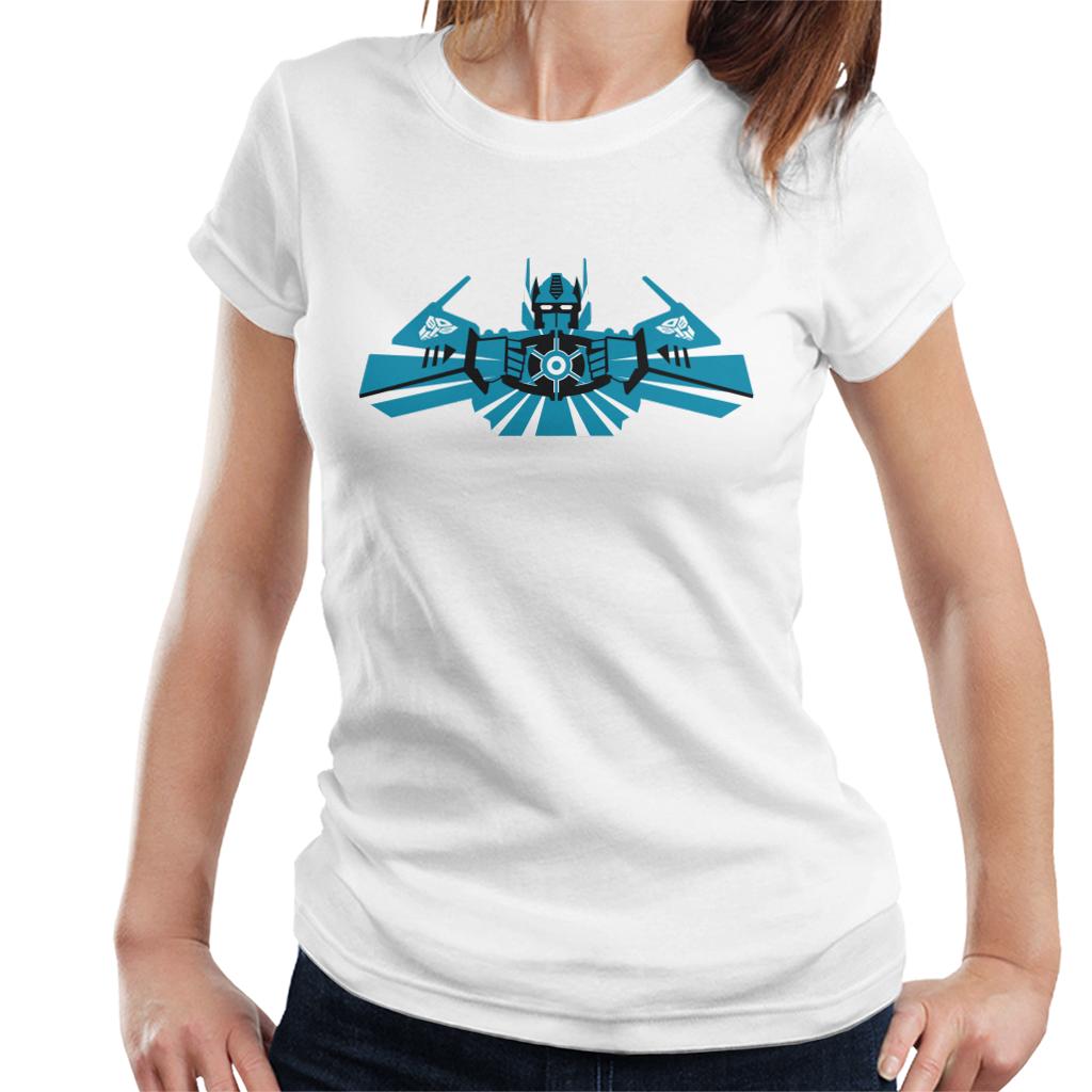 Transformers Optimus Prime Blue Silhouette Women's T-Shirt-ALL + EVERY