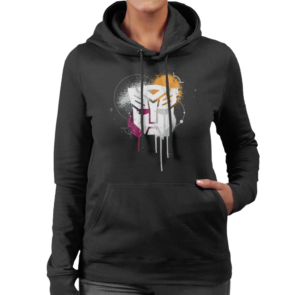 Transformers Autobots Classic Spray Paint Logo Women's Hooded Sweatshirt-ALL + EVERY