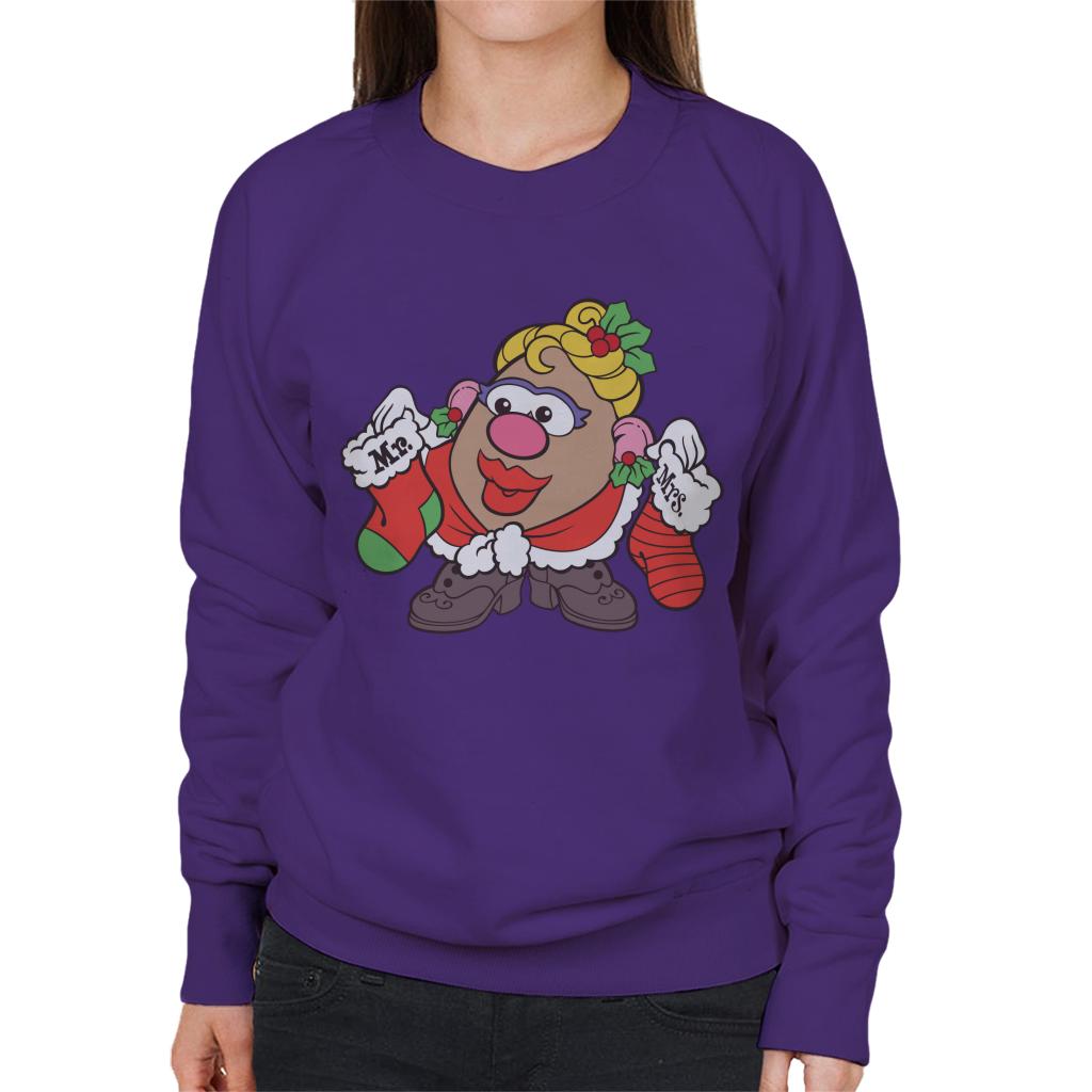 Mr Potato Head Christmas Mrs Potato Head Festive Stockings Women's Sweatshirt-ALL + EVERY