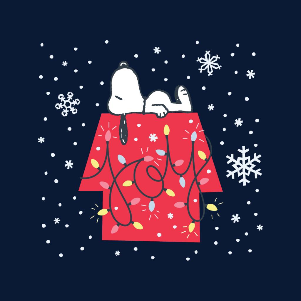 Peanuts Christmas Snoopy Lying Down Snowflakes Women's Hooded Sweatshirt-ALL + EVERY