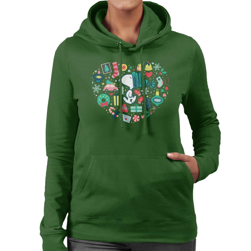 Peanuts Christmas Snoopy Xmas Love Heart Women's Hooded Sweatshirt-ALL + EVERY