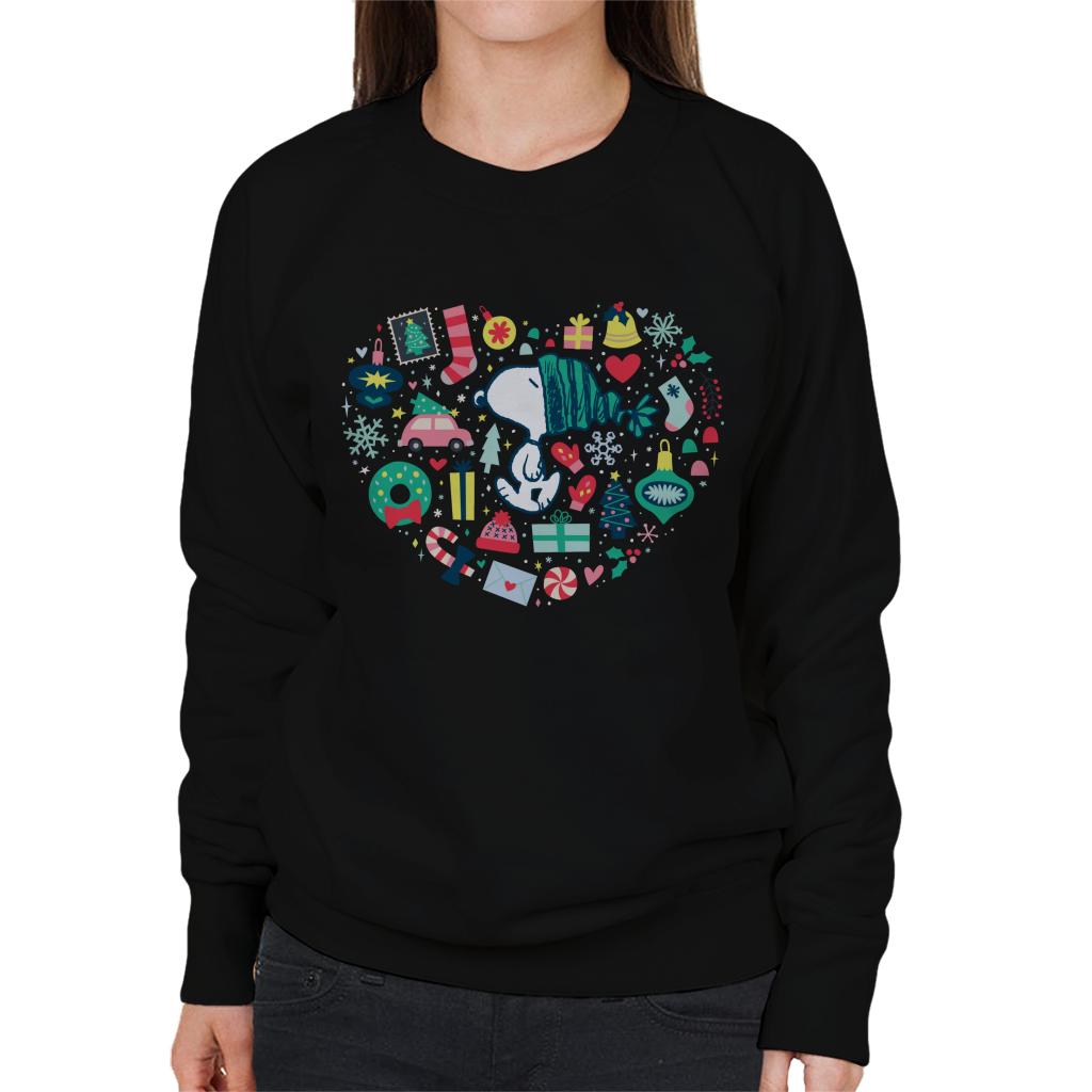 Peanuts Christmas Snoopy Xmas Love Heart Women's Sweatshirt-ALL + EVERY