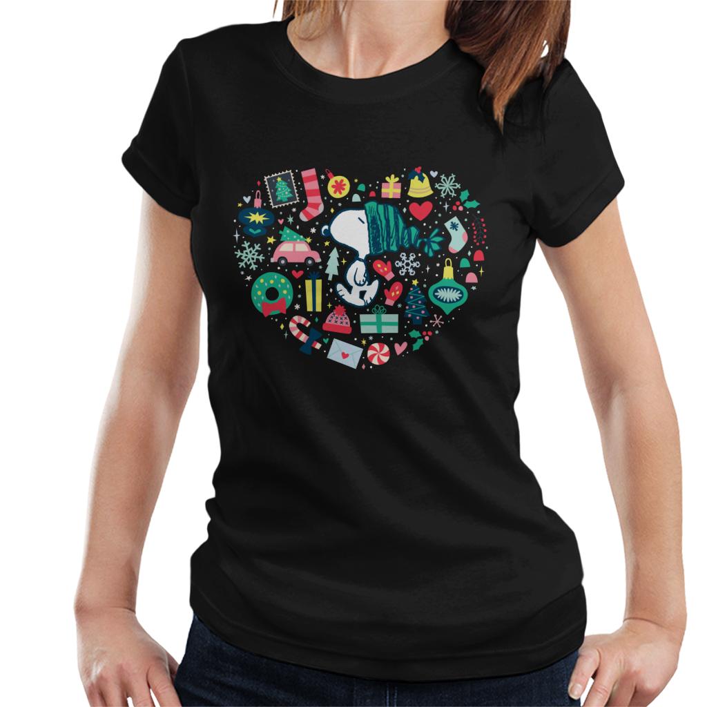 Peanuts Christmas Snoopy Xmas Love Heart Women's T-Shirt-ALL + EVERY
