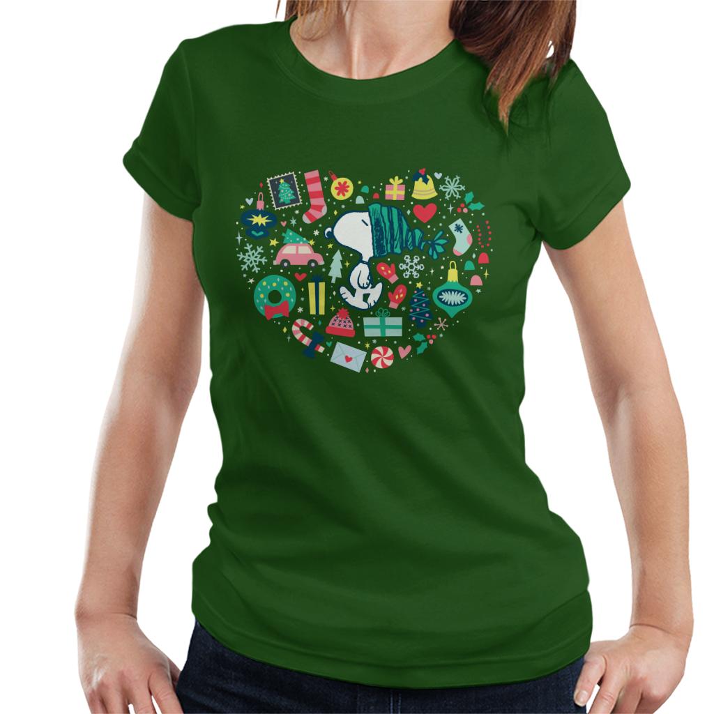 Peanuts Christmas Snoopy Xmas Love Heart Women's T-Shirt-ALL + EVERY