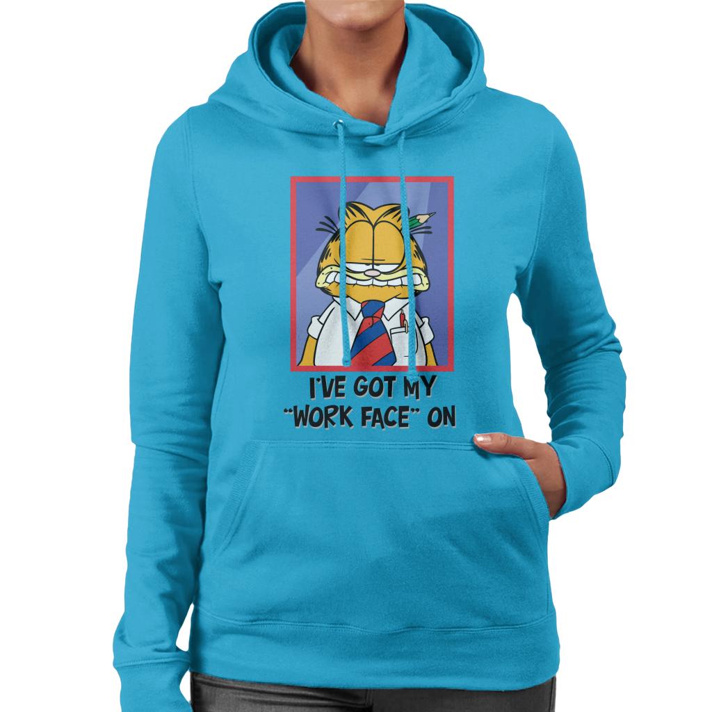 Garfield Got My Work Face On Women's Hooded Sweatshirt-ALL + EVERY