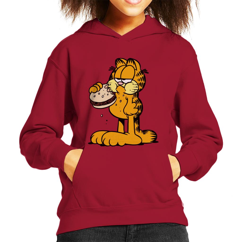 Garfield Eating Burger Kid's Hooded Sweatshirt-ALL + EVERY