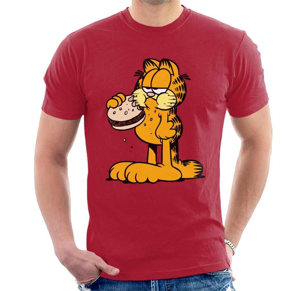 Garfield Eating Burger Men's T-Shirt-ALL + EVERY