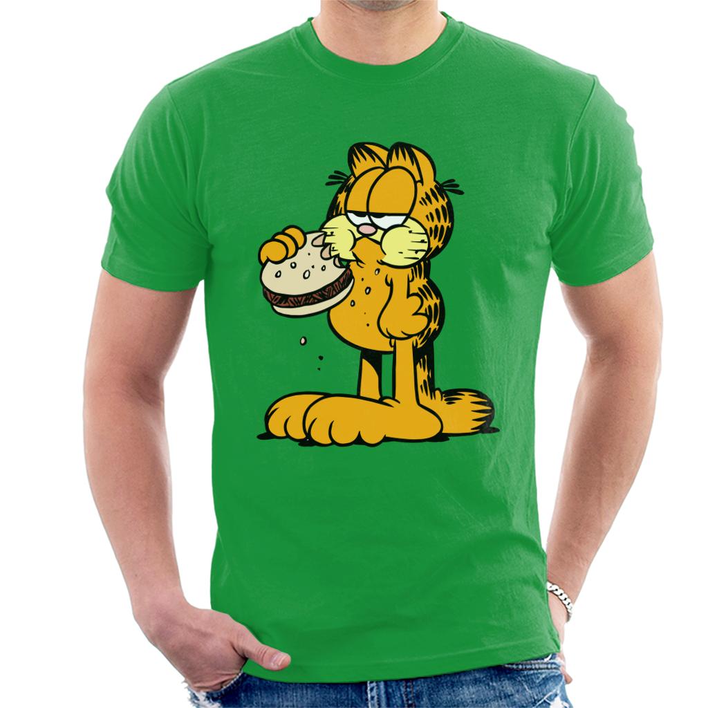 Garfield Eating Burger Men's T-Shirt-ALL + EVERY