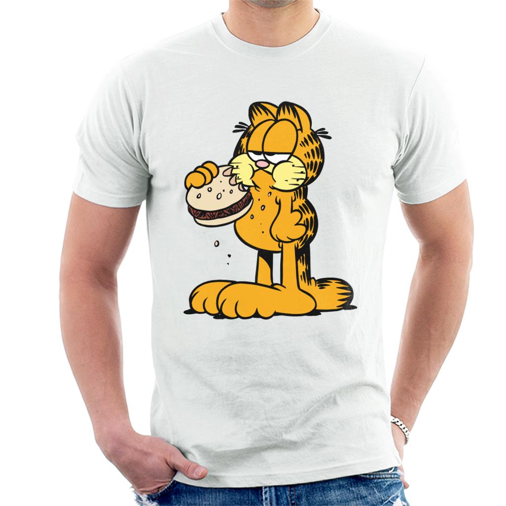 Garfield Eating Burger Men's T-Shirt-ALL + EVERY