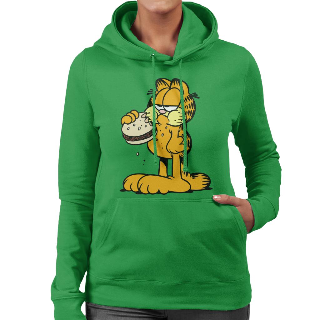 Garfield Eating Burger Women's Hooded Sweatshirt-ALL + EVERY