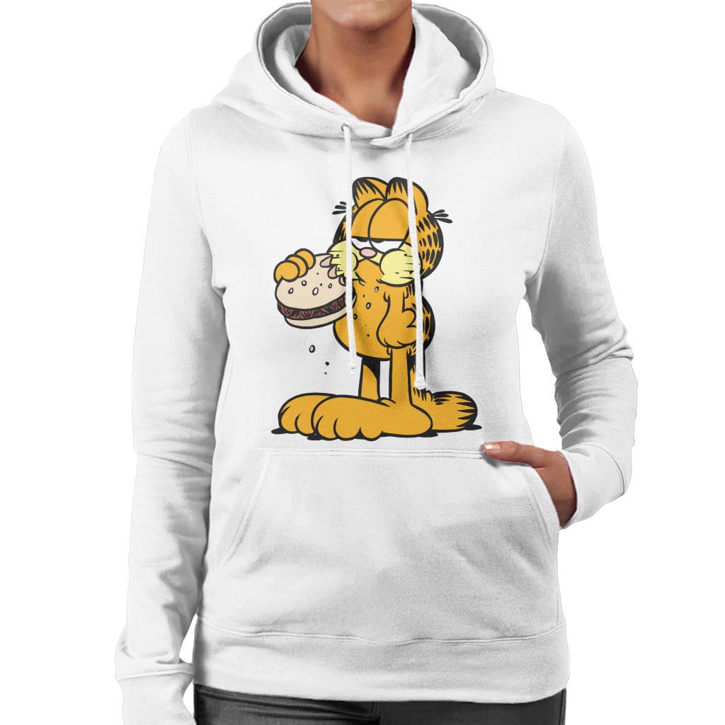 Garfield Eating Burger Women's Hooded Sweatshirt-ALL + EVERY