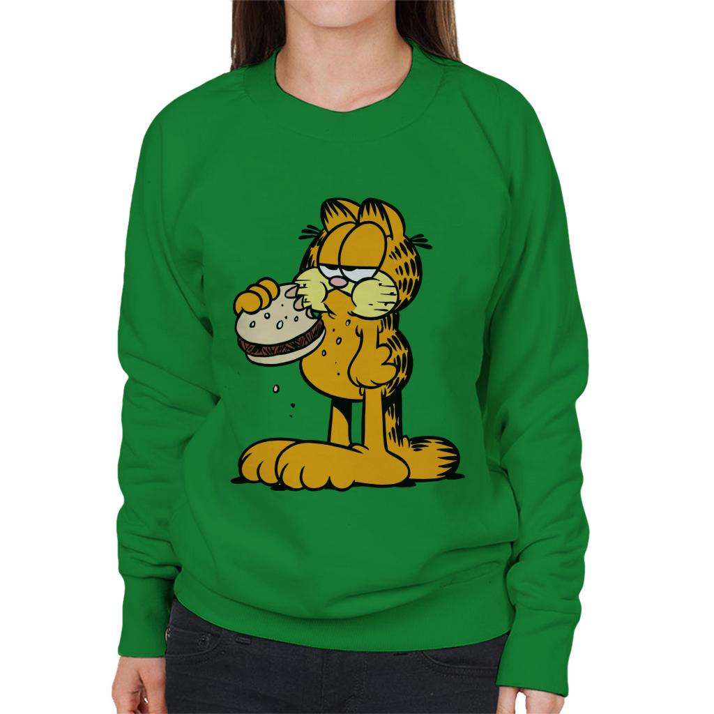 Garfield Eating Burger Women's Sweatshirt-ALL + EVERY