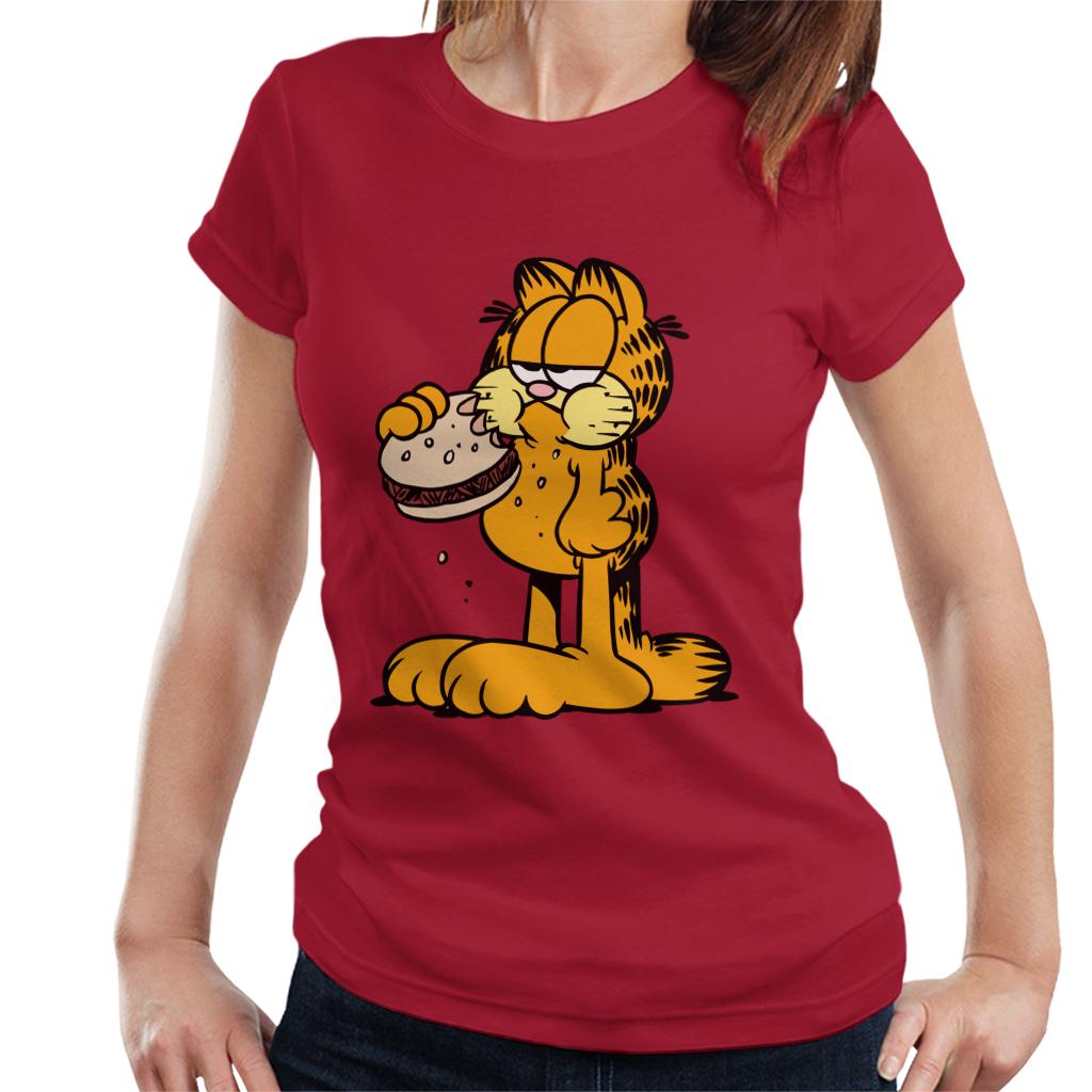 Garfield Eating Burger Women's T-Shirt-ALL + EVERY