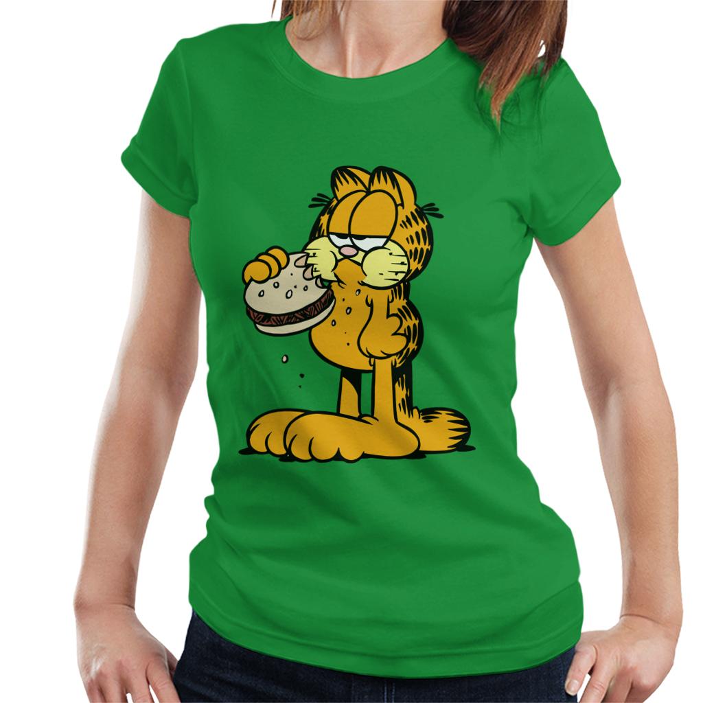 Garfield Eating Burger Women's T-Shirt-ALL + EVERY