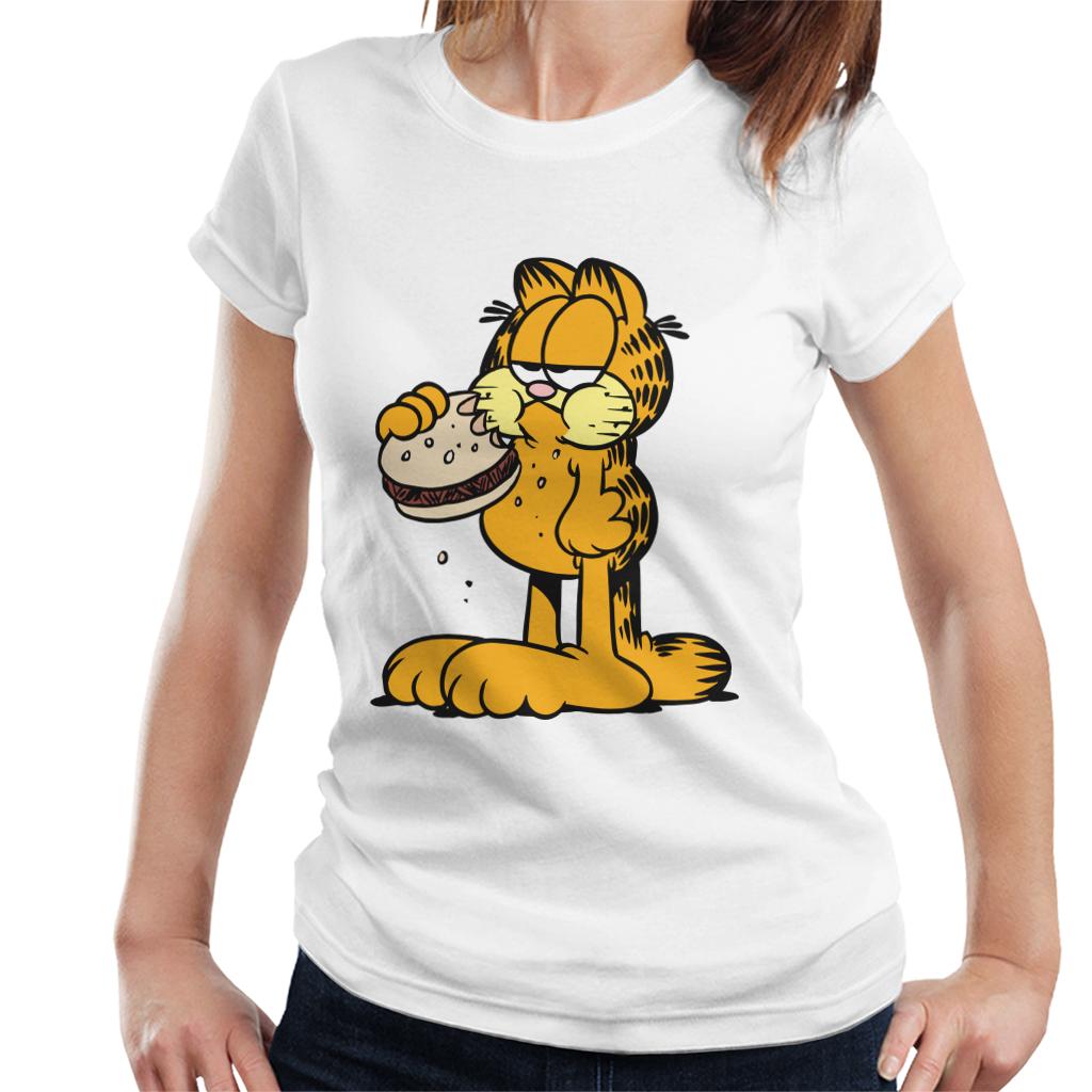 Garfield Eating Burger Women's T-Shirt-ALL + EVERY