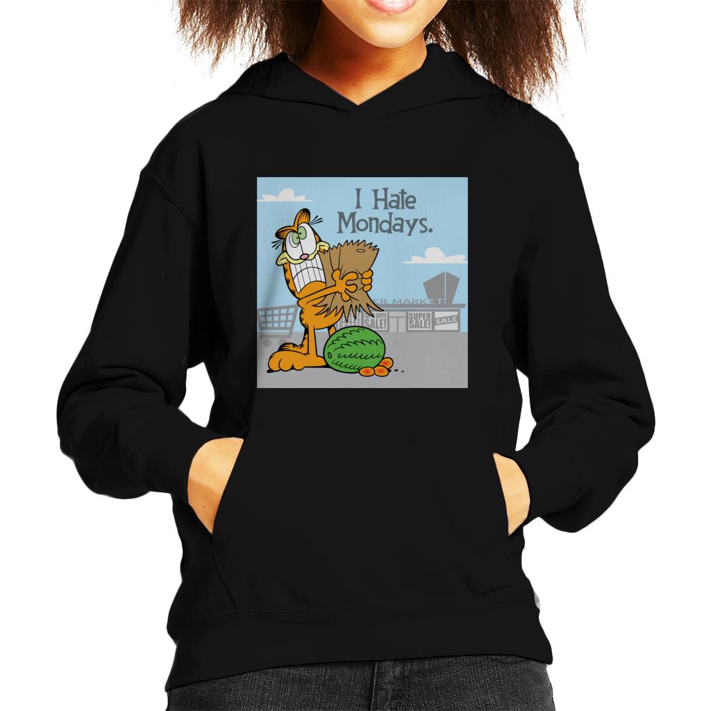 Garfield Grocery Shopping Hate Mondays Kid's Hooded Sweatshirt-ALL + EVERY