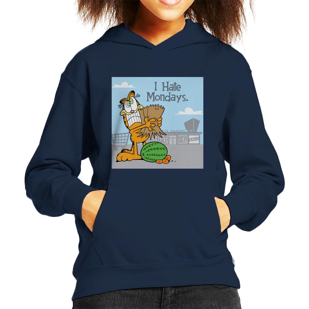 Garfield Grocery Shopping Hate Mondays Kid's Hooded Sweatshirt-ALL + EVERY