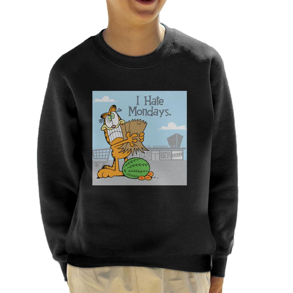 Garfield Grocery Shopping Hate Mondays Kid's Sweatshirt-ALL + EVERY