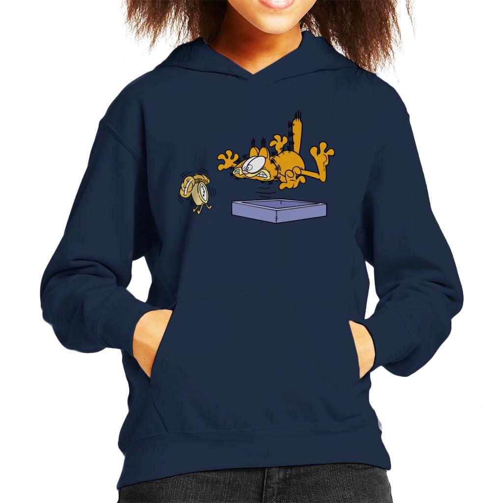 Garfield Alarm Clock Wake Up Kid's Hooded Sweatshirt-ALL + EVERY